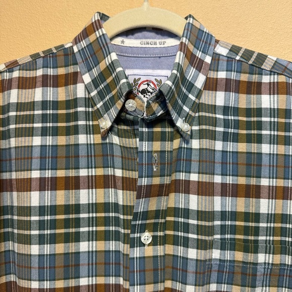 Cinch Green Brown Plaid Cowboy Dress Shirt Button Down Long Sleeve Rodeo Western - Picture 3 of 8